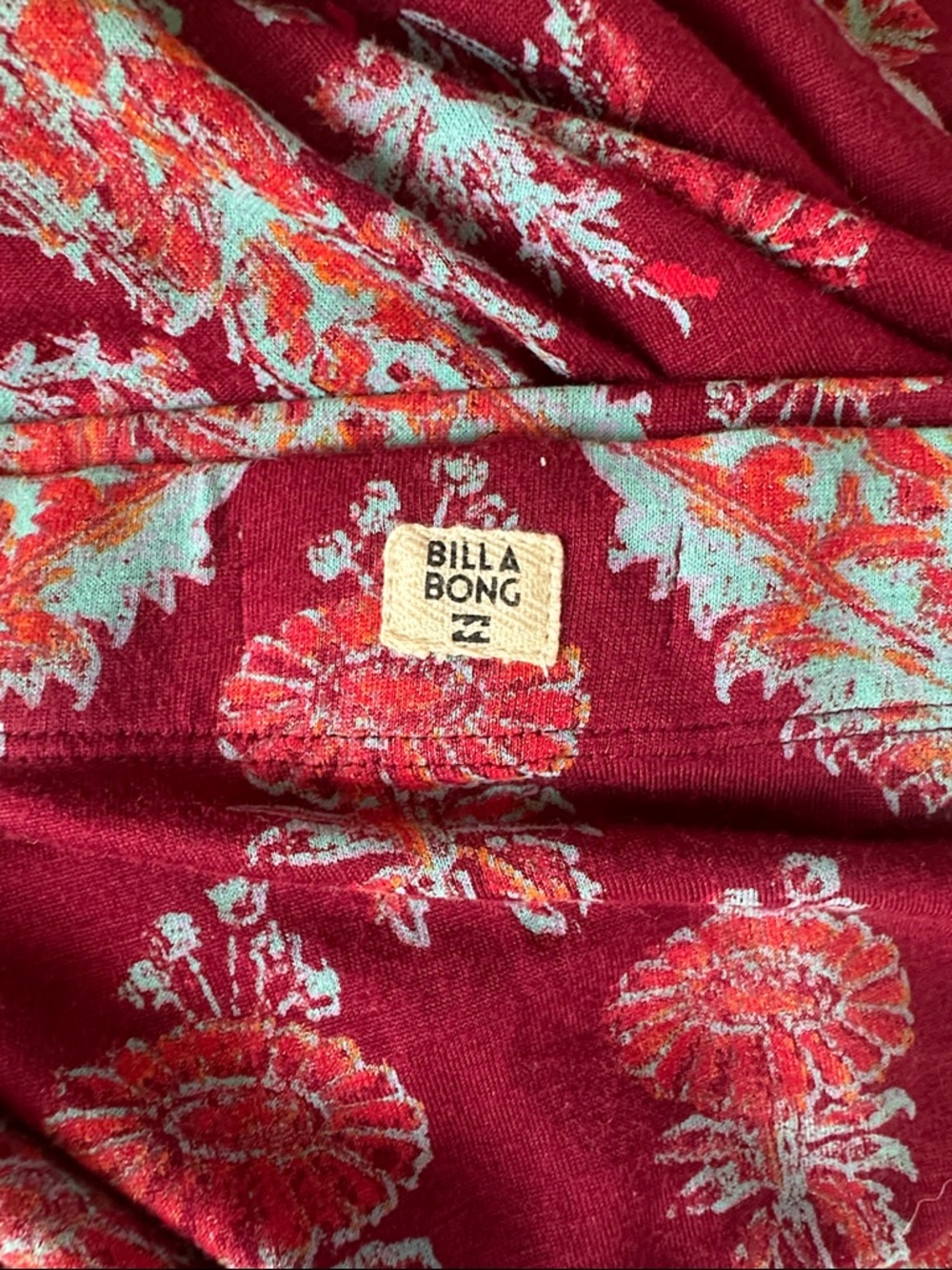 Billabong Boho Maxi Skirt Burgundy Paisley Like New Flowy Festival Style - Picture 9 of 15